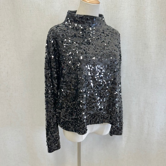 Anthropologie Pilcro Alani sequined cashmere mock-neck sweater Size Small - Picture 5 of 12